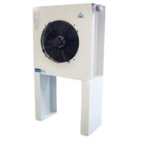 CoolPro - AF - Air cooled aftercooler Air flow 0,6 - 20 m³/min. The CoolPro - AF aftercoolers employ ambient air to chill the output air at the compressor, resulting in an output temperature only 10°C higher than ambient. This cooling creates condensation of up to 80% of the moisture in the compressed air, which can be separated using an AS/MS centrifugal condensate separator mounted at the aftercooler output. The AF air aftercoolers consist of a heat exchanger with a finned coil cooled by a high-efficiency axial fan installed on a galvanized and painted sheet construction.