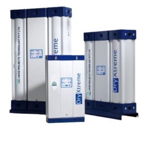 Heatless adsorption dryers (cold regenerated) Air flow 0,12 – 1,06 m³/min With dew points ranging from - 40°C to -70°C, the DryXtreme NA adsorption dryers are ideal for precise and effective operation in a variety of demanding applications, including the food, chemical-pharmaceutical, automotive, and electronics sectors, as well as low-temperature outdoor installations. All of this is contained in a little, cutting-edge technical container. The NA dryers are composed of two painted extruded aluminum vessels that have molecular sieves in them as cartridges of absorbent material. The two cartridges dry the compressed air alternately. When the absorbent material gets saturated with moisture, the cartridges regenerate using a tiny portion of the previously treated air.