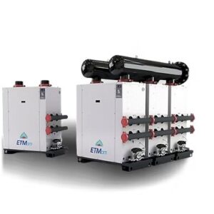 Compressed air treatment modules Flow rates 30 – 540 m³/min ETM DM is MTA's modular air treatment modules for big capacity systems. The ETM DM are compressed air treatment modular devices that can communicate with one another using MASTER/SLAVE logic. Each unit includes a high-efficiency compact aluminium exchanger, a separation system, and a condensate drain. In the MASTER configuration, the ETM DM modules feature an electronic control unit to assure proper operation.