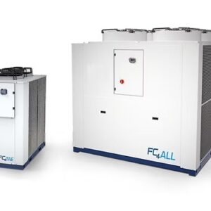 FC4TAE and FC4ALL are the most energy efficient and versatile free-cooling units on the market, providing a fully packaged solution that can be used as a stand-alone free-cooler or connected to a chiller for the second time. The FC4TAE and FC4ALL series liquid coolers come in seven bundled configurations, each with finned water coils, axial fans, free-cooling, a water valve, and a microprocessor controller. The "modular concept" used to create this range allows FC4TAE and FC4ALL units to hydraulically integrate with any liquid chiller in the TAEevoTech and Aries Tech. • Modularity kit with master/slave setup for 2-8 units. • Expansion valve kit. The use of free-cooling mode results in significant energy savings and is especially ideal for industrial activities that require chilled water throughout the year. Under this method, the low temperature of the external air is employed in winter, autumn, and spring to entirely or partially cool the process fluid, which is normally cooled by the chiller's refrigeration compressors.