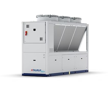 Air cooled reversible heat pumps Nominal heating capacity 76 ÷ 160 kW. The HTAURUS TECH heat pumps with R410A refrigerant are the finest choice for centralised hydronic air conditioning in medium-sized regions where reliability and energy efficiency are critical. The high efficiency scroll compressors, massive heat exchangers, and technical solutions used provide optimal performance in all operating situations. The parametric microprocessor control, which is accessible via a user-friendly interface, enables for simple modification of the unit's operating settings. DDS logic (Dynamic Defrosting System) manages the defrosting cycles automatically and continuously, optimising their duration and frequency in order to improve comfort and service economy. The large range of options and configurations allows you to meet the majority of installation requirements while also making system startup and management easier.