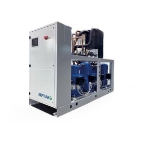 Water cooled chillers and heat pumps with scroll compressors. Nominal cooling capacity 52 - 695 kW Nominal heating capacity 59 - 792 kW NEPTUNE G and NEPTUNE G HP are a new generation of chillers and heat pumps that are hydraulically reversible, available in capacities ranging from 50 to 700 kW, and equipped with scroll compressors to meet the needs of any Comfort and Process application. The new series flawlessly combines the use of the low-GWP refrigerant R454B with outstanding efficiency levels, particularly at part loads, in an incredibly compact frame, resulting in the ideal ecological option.